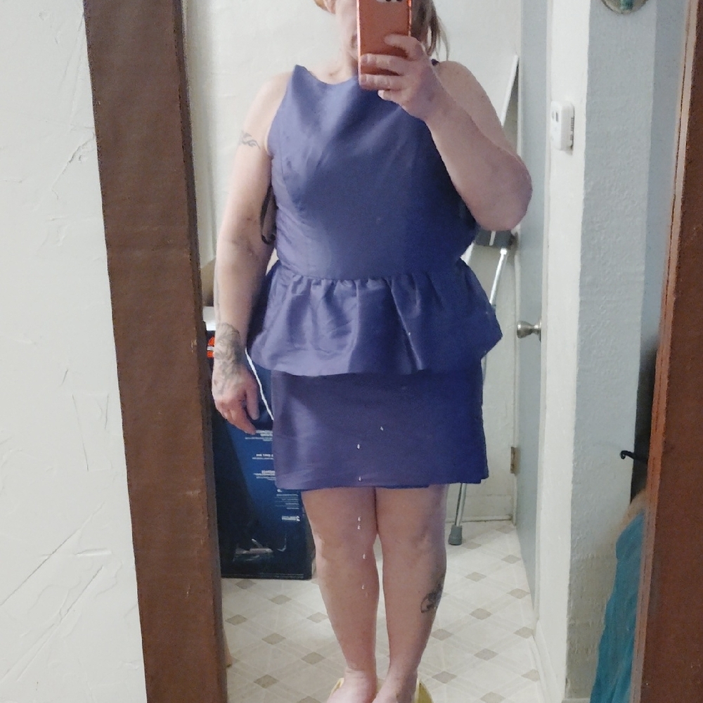 ALFRED SUNG Purple Peplum Dress